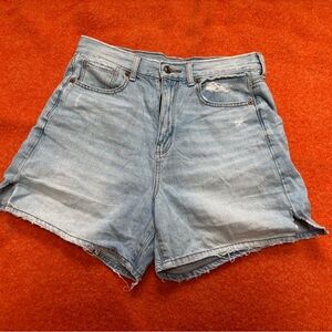 American Eagle Outfitters Light Blue Distressed Denim Shorts